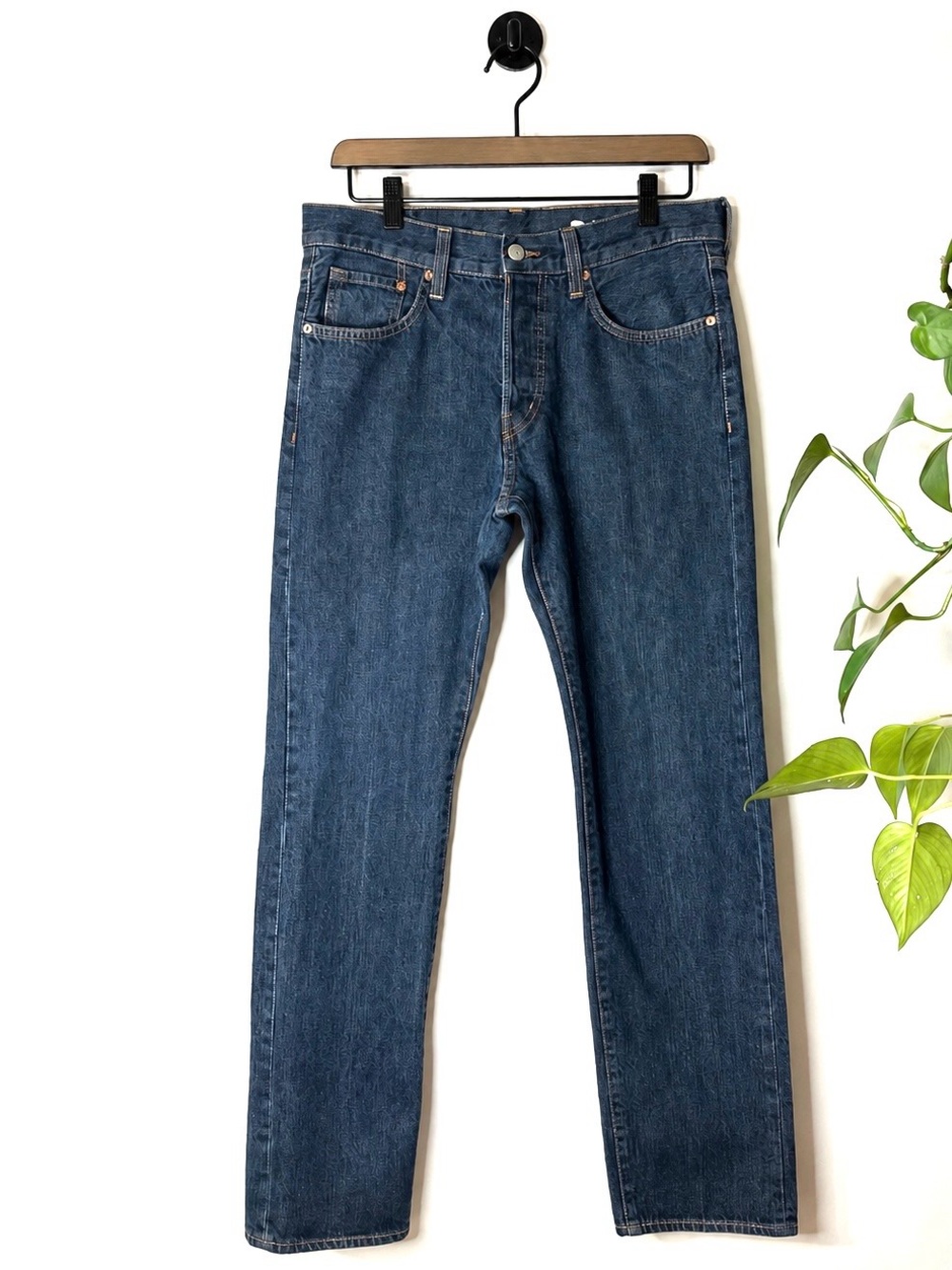 H&M Men’s Straight Leg Dark Wash Button Fly Jeans Size 30x32